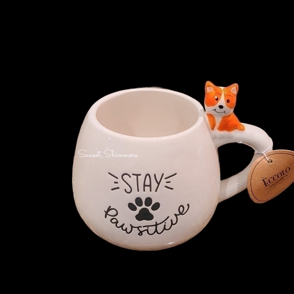 ECCOLO 3D CORGI Dog Stay Pawsitive PAW Print Coffee Mug New - Picture 4 of 7